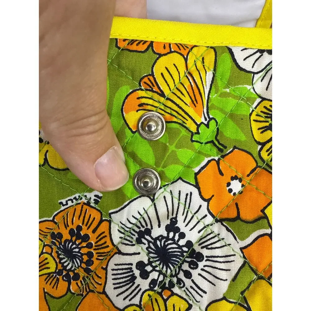 Design Thai Retro 60's Quilted Make-up Cosmetic Travel Bag Vibrant Colors Floral